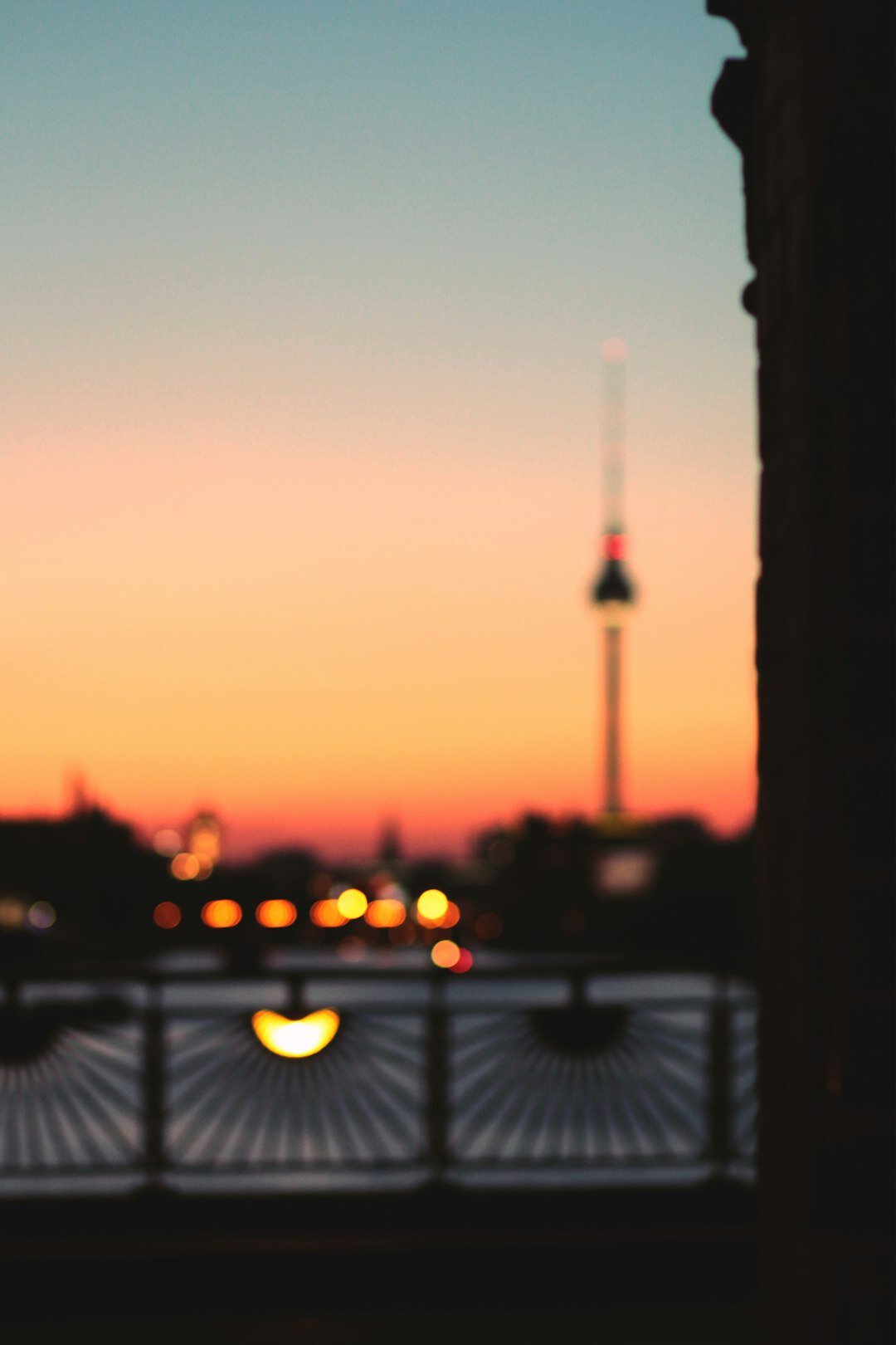 Berlin skyline at dusk with television tower